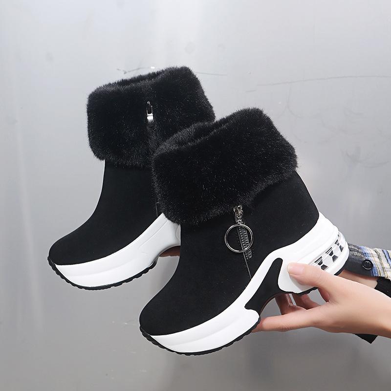 Winter Frauen Warme Turnschuhe Plattform Schnee Stiefel Stiefeletten Weibliche Kausalen Schuhe Stiefeletten für Frauen Zip Damen Stiefel 37 schwarz von Joom DACH