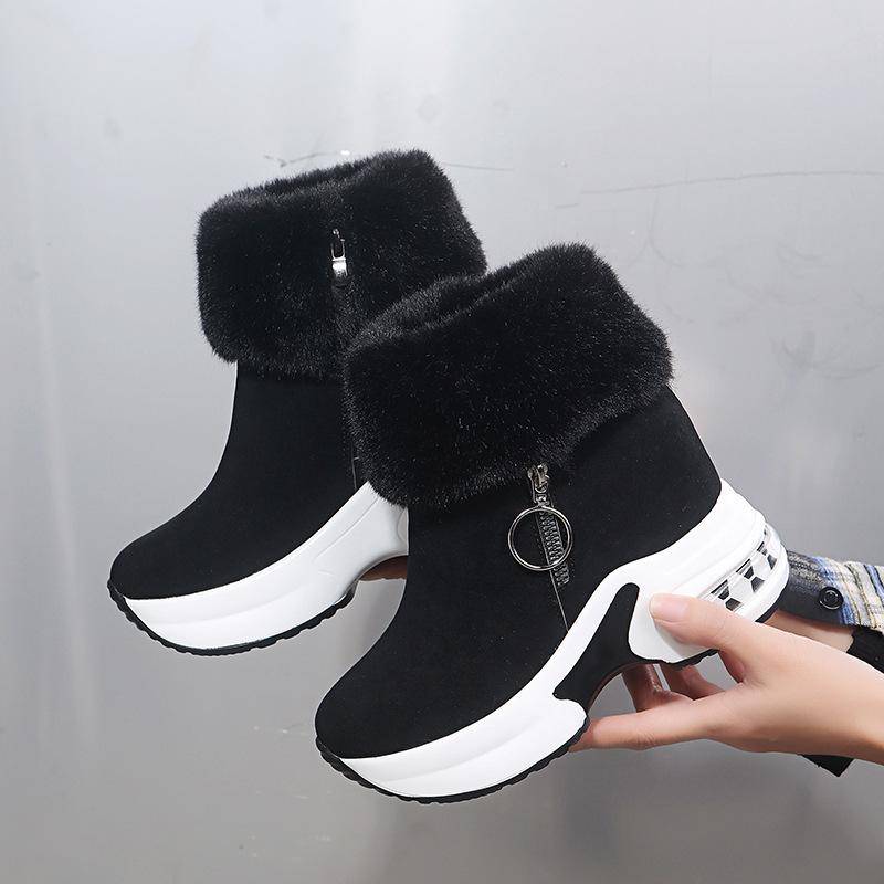 Winter Frauen Warme Turnschuhe Plattform Schnee Stiefel Stiefeletten Weibliche Kausalen Schuhe Stiefeletten für Frauen Zip Damen Stiefel 37 schwarz von Joom DACH