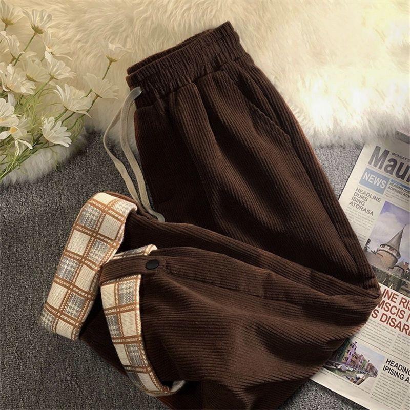 Winter Gerade Hose Locker und Dünn Weitbein Hose Damen Fleece Verdickt Fett Mode Hose 2XL von Joom DACH