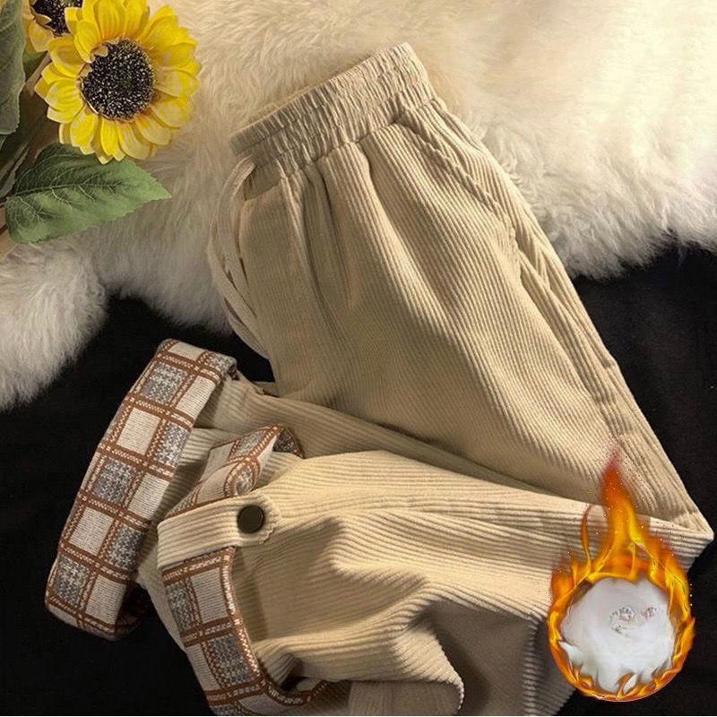 Winter Gerade Hose Locker und Dünn Weitbein Hose Damen Fleece Verdickt Fett Mode Hose 5XL von Joom DACH