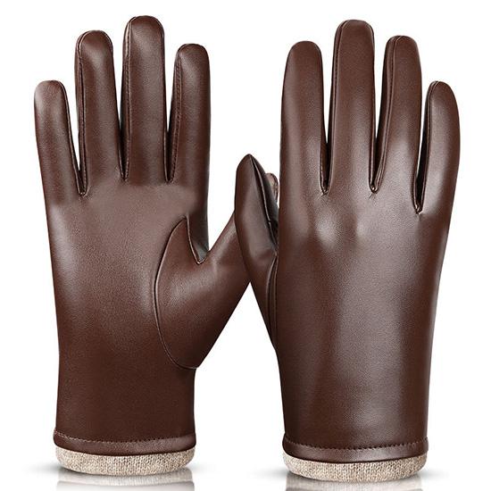 Winter-Handschuhe aus schwarzem Echtleder für Herren, warm haltende Herren-Winterhandschuhe, einfache Herren-Lederhandschuhe aus Hirschleder XL braun von Joom DACH