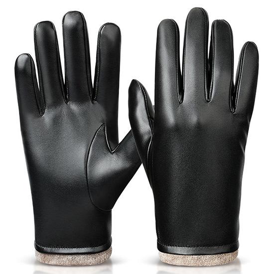Winter-Handschuhe aus schwarzem Echtleder für Herren, warm haltende Herren-Winterhandschuhe, einfache Herren-Lederhandschuhe aus Hirschleder XL schwarz von Joom DACH