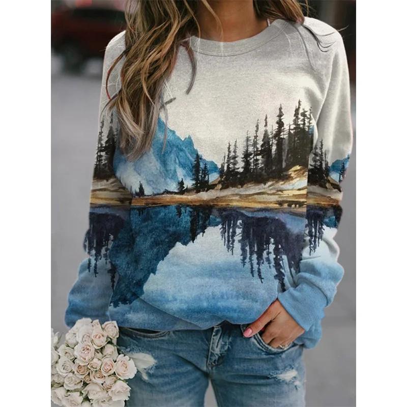 Winter Harajuku 3D Tiefe Landschaften Druck Sweatshirts Für Frauen Kühlen Streetwear Pullover Unisex Mode Kleidung Vintage Tops XL von Joom DACH