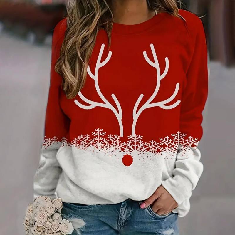 Winter Herbst Damen Langarm Oberteile Weihnachten 3D Cartoon Weihnachtsmann Gedruckte Sweatshirts Lässige Mode Streetwear Kleidung L von Joom DACH