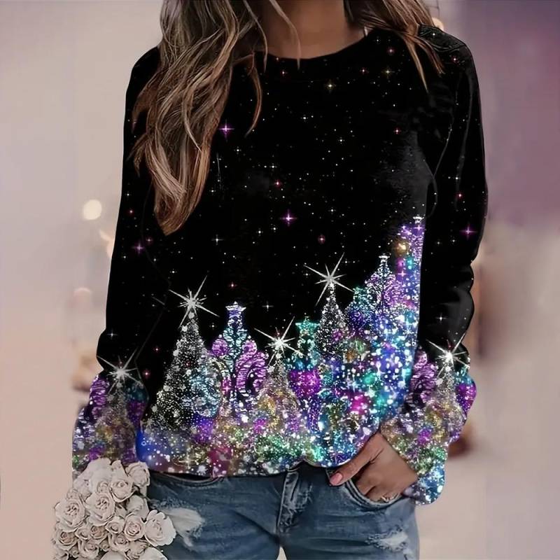 Winter Herbst Damen Langarm Oberteile Weihnachten 3D Cartoon Weihnachtsmann Gedruckte Sweatshirts Lässige Mode Streetwear Kleidung M von Joom DACH
