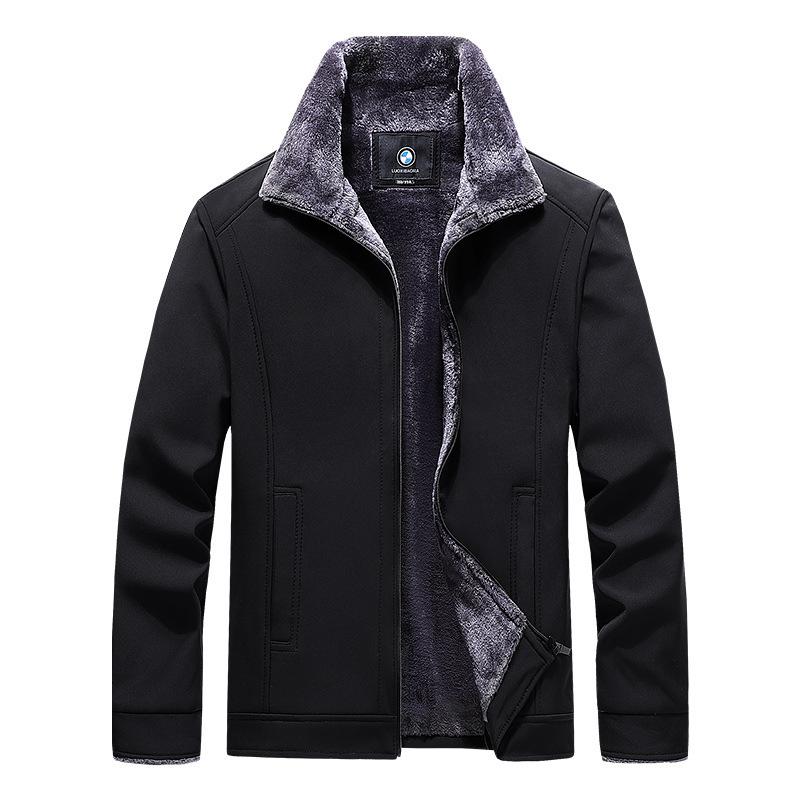 Winter Herren Casual Samt Verdickte Thermo Revers Jacke Mittleren Alters und Älterer Jacke XL schwarz von Joom DACH