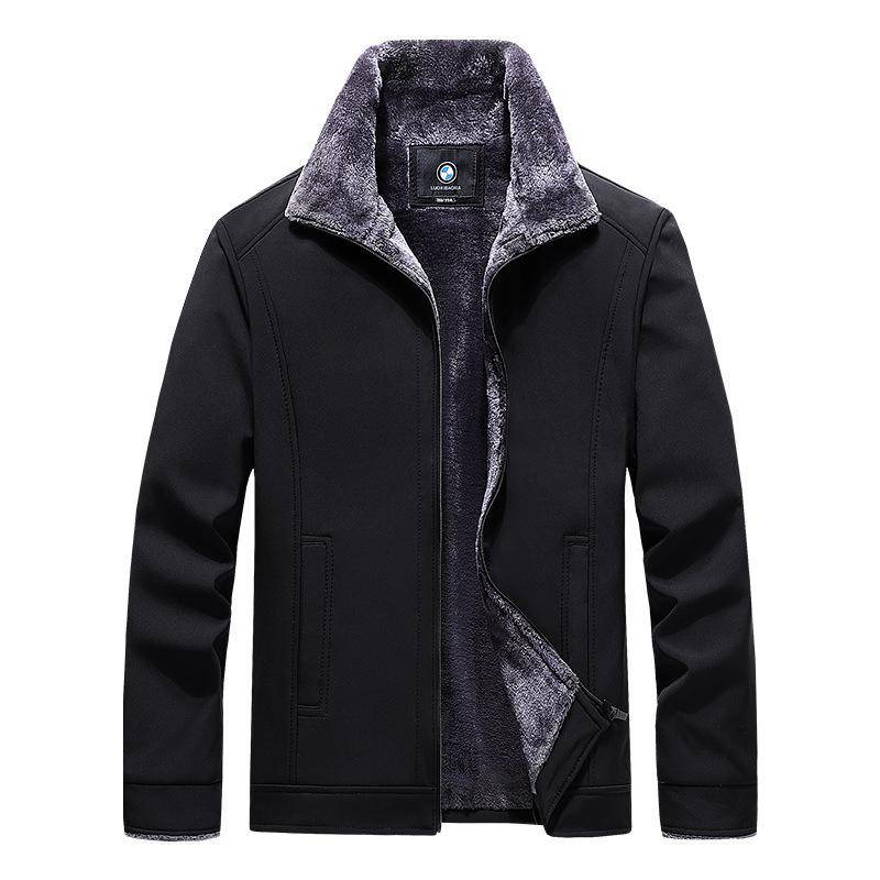 Winter Herren Casual Samt Verdickte Thermo Revers Jacke Mittleren Alters und Älterer Jacke XL schwarz von Joom DACH