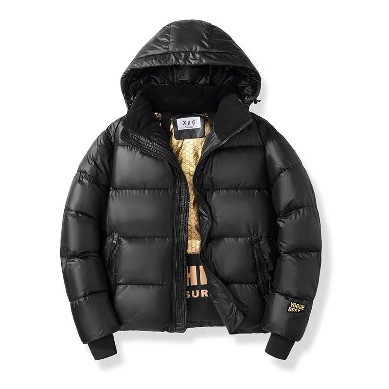 Winter Herren Casual winddichte Steppjacke mit Kapuze Schwarz Gold Vintage verdickter Parka XL schwarz von Joom DACH