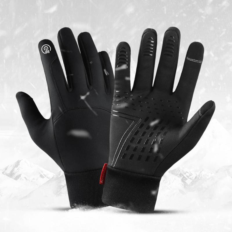 Winter Herren Damen Fahrradhandschuhe Wasserdicht Winddicht Fleece Futter Touchscreen Anti-Rutsch Medium schwarz von Joom DACH