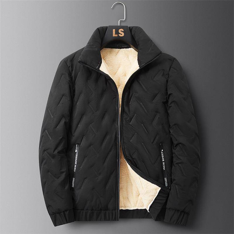 Winter Herren Fleece Verdickt Warm Blau Mittelalterlich Große Größe Stehkragen Business Casual Jacke 2XL von Joom DACH