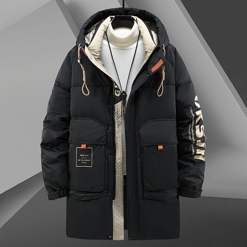 Winter Herren Große Größe Mittellange Lockere Lässige Dicke Daunenjacke 9XL schwarz von Joom DACH