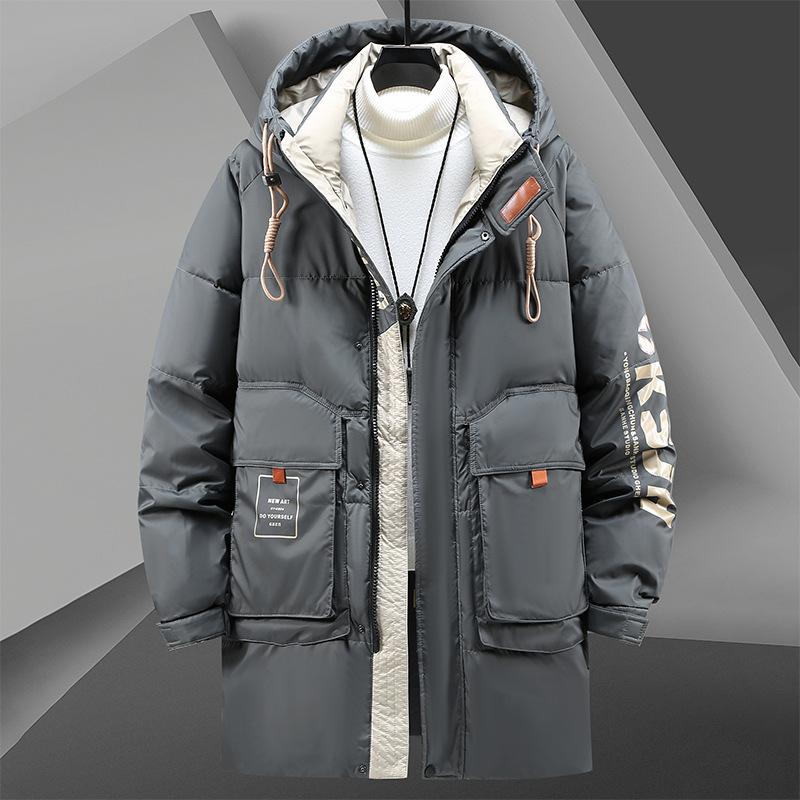 Winter Herren Große Größe Mittellange Lockere Lässige Dicke Daunenjacke 9XL grau von Joom DACH