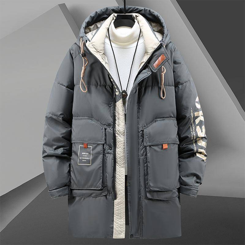 Winter Herren Große Größe Mittellange Lockere Lässige Dicke Daunenjacke 9XL grau von Joom DACH