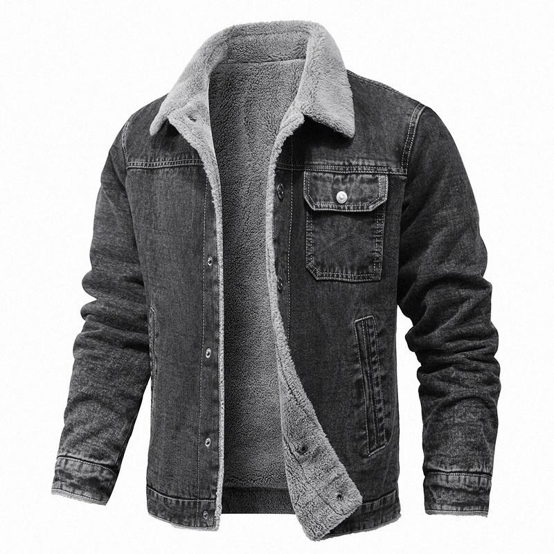 Winter Herren Jeansjacken Mann Casual Fleece Warm Windbreaker Jacke Mode Herren Retro Militär Jean Mäntel Kleidung M grau von Joom DACH