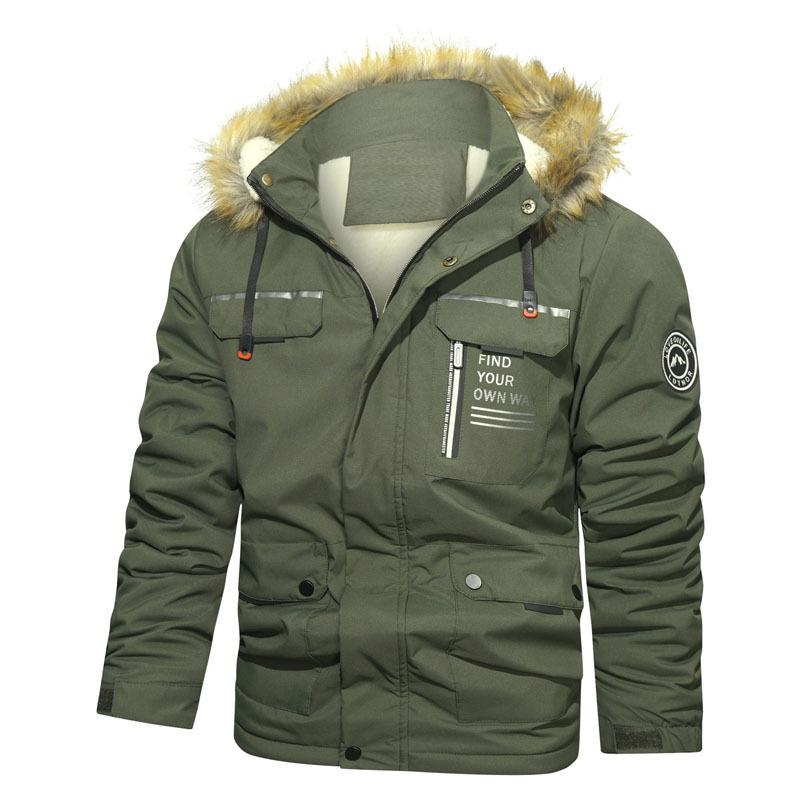 Winter Herren Kapuzen- und Fleecejacke Neue lässige dicke warme Jacke mit Fellkragen M von Joom DACH