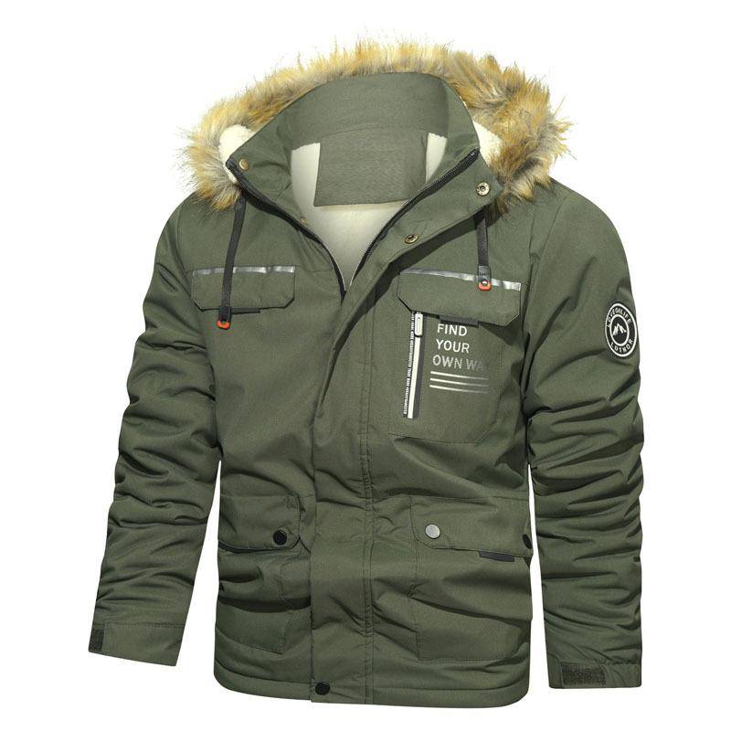 Winter Herren Kapuzen- und Fleecejacke Neue lässige dicke warme Jacke mit Fellkragen M von Joom DACH