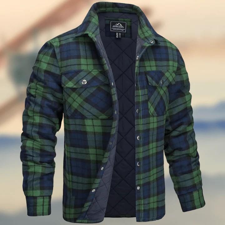 Winter Herren Langarm Gestepptes Gefüttertes Flanellhemd Jacke Revers Karierte Baumwolljacken Mehrere Taschen Oberbekleidung Wandermäntel Tops L grün von Joom DACH