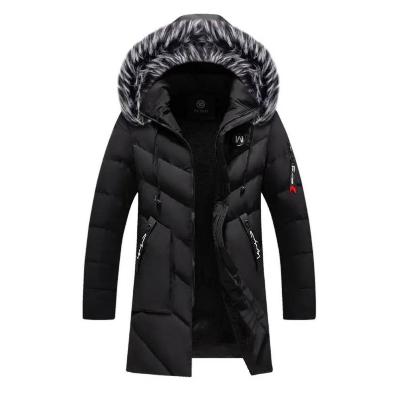Winter Herren Lange Parkas Jacke Mode Männer Pelzkragen Thermal Parka Mäntel Lässige Warme Windjacke Gepolsterte Männliche Kleidung L schwarz von Joom DACH
