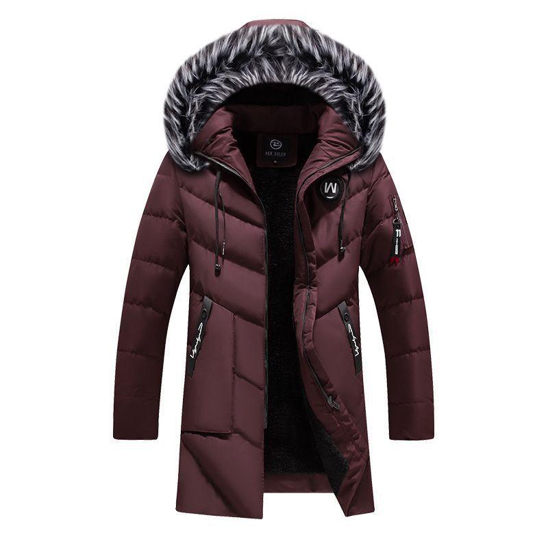 Winter Herren Lange Parkas Jacke Mode Männer Pelzkragen Thermal Parka Mäntel Lässige Warme Windjacke Gepolsterte Männliche Kleidung XXXXL von Joom DACH