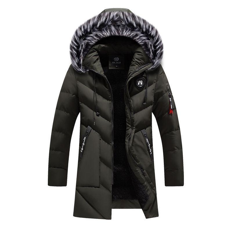 Winter Herren Lange Parkas Jacke Mode Männer Pelzkragen Thermal Parka Mäntel Lässige Warme Windjacke Gepolsterte Männliche Kleidung XXL grün von Joom DACH