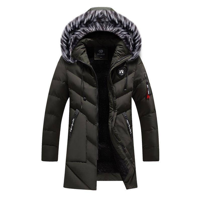 Winter Herren Lange Parkas Jacke Mode Männer Pelzkragen Thermal Parka Mäntel Lässige Warme Windjacke Gepolsterte Männliche Kleidung XXL grün von Joom DACH