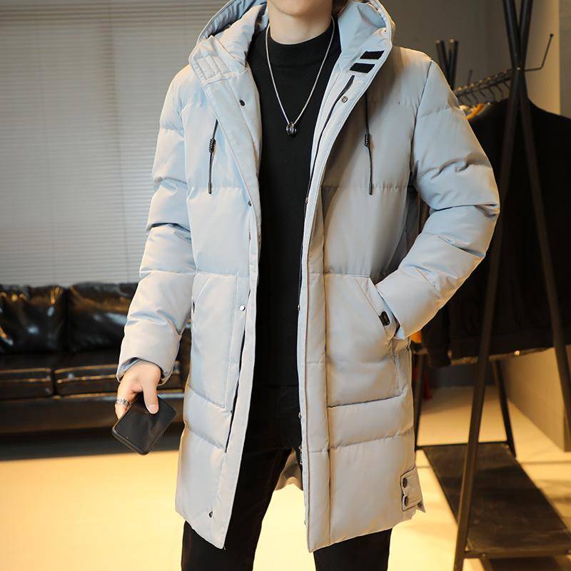 Winter Herren Langer Parka Warme Jacke Fleecefutter Windjacke mit Kapuze Mantel Dicke Baumwolle Gefütterte Thermoparkas Übergröße 8XL XL grau von Joom DACH