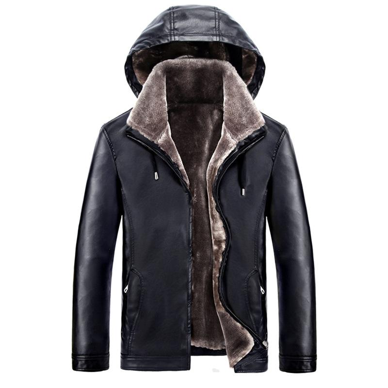 Winter Herren Lederjacke Haining Lederjacke Jugend Fleece Verdickt Mode Herrenjacke XXL von Joom DACH