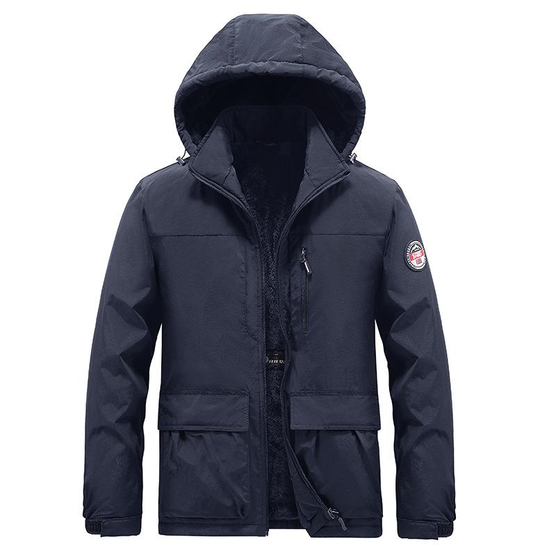 Winter Herren Multi-Taschen Jacke Kapuze Dick Herren Hardshell Jacke Große Größe Mantel 5XL von Joom DACH