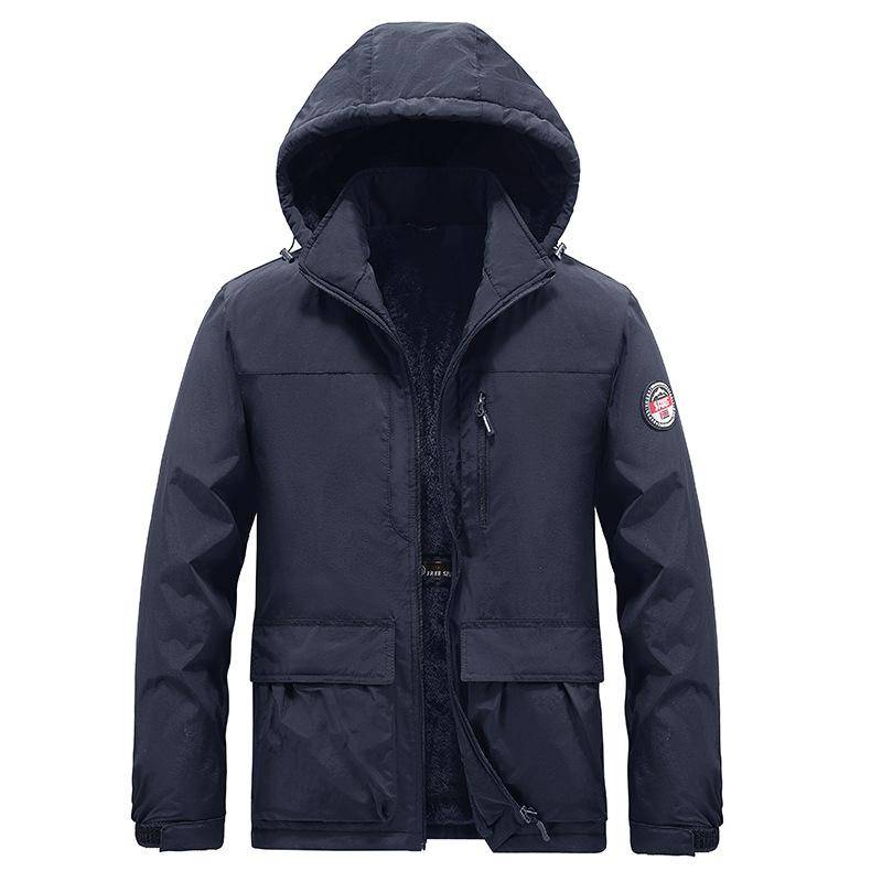 Winter Herren Multi-Taschen Jacke Kapuze Dick Herren Hardshell Jacke Große Größe Mantel 5XL von Joom DACH