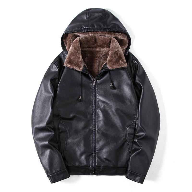 Winter Herren PU Casual Lederjacke Plus samt dicke modische Kapuzenjacke M schwarz Winter Herren PU Casual Lederjacke Plus samt dicke modische Kapuzenjacke M schwarz von Joom DACH