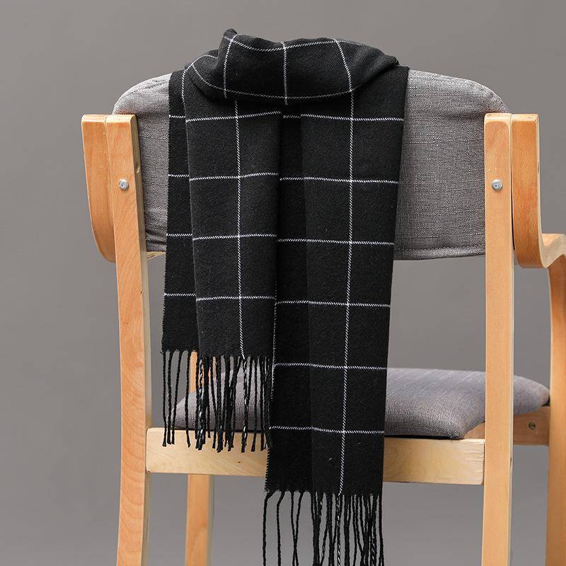 Winter Herren Schal Warm halten Kaschmir Schals Casual Pashmina Halstuch Quaste Business Schal Wrap schwarz von Joom DACH