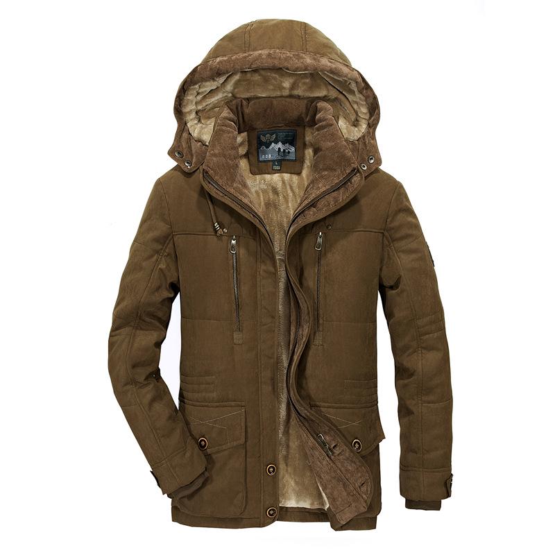 Winter Herren Warm Große Größe Parka Oberbekleidung Pelz Gefüttert Lange Fleece Verdickung Mit Kapuze Casual Mantel 7XL braun von Joom DACH