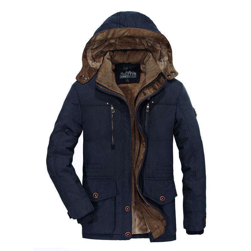 Winter Herren Warm Große Größe Parka Oberbekleidung Pelz Gefüttert Lange Fleece Verdickung Mit Kapuze Casual Mantel L blau von Joom DACH