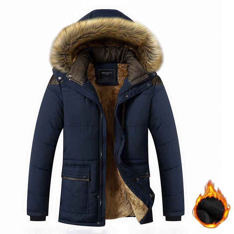 Winter Herren Warme Baumwolle Outdoor Lässig Winddicht Warm halten Wasserdicht Verdickte Baumwolle Herrenjacke Abnehmbare Kapuzenjacke 3XL dunkelblaue von Joom DACH
