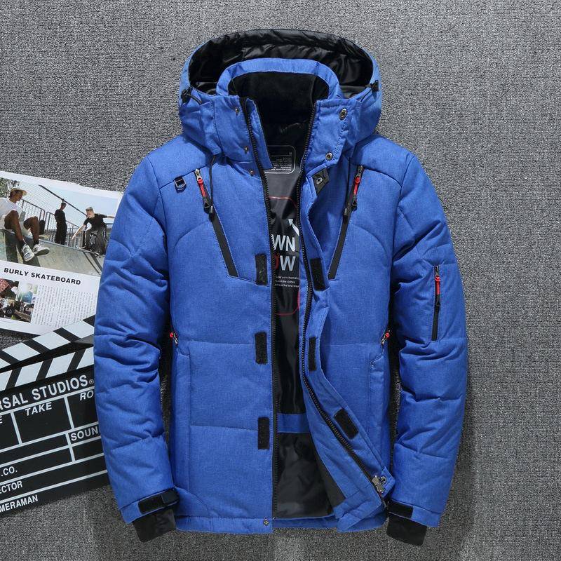Winter Herren Weiße Entendaunenjacke Lässig Hochwertige Warme Kapuzenjacke Dicker Slim Fit Pufferjacke Mantel Männlicher Mantel Thermo L blau von Joom DACH