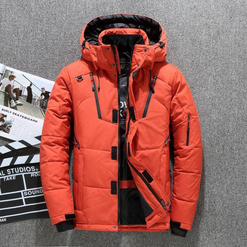 Winter Herren Weiße Entendaunenjacke Lässig Hochwertige Warme Kapuzenjacke Dicker Slim Fit Pufferjacke Mantel Männlicher Mantel Thermo XXXXXL orange von Joom DACH