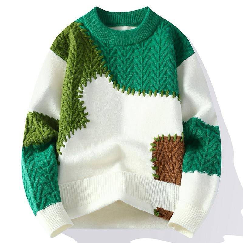 Winter Herrenpullover Patchwork Lässige Strickpullover Herren Dick Warm Locker Gestrickte Pullover O-Ausschnitt Streetwear M grün Winter Herrenpullover Patchwork Lässige Strickpullover Herren Dick Warm Locker Gestrickte Pullover O-Ausschnitt Streetwear M grün von Joom DACH