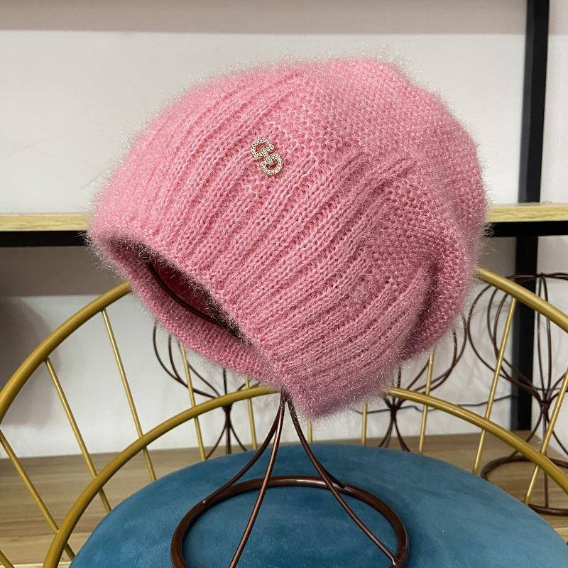 Winter Hüte für Frauen Warme Dicke Mützen Mädchen Outdoor-Kopfbedeckung Gestrickte Schädel Elastische Neue Gestreiften Diamant Weibliche Casual Hüte high elastic hellrosa von Joom DACH