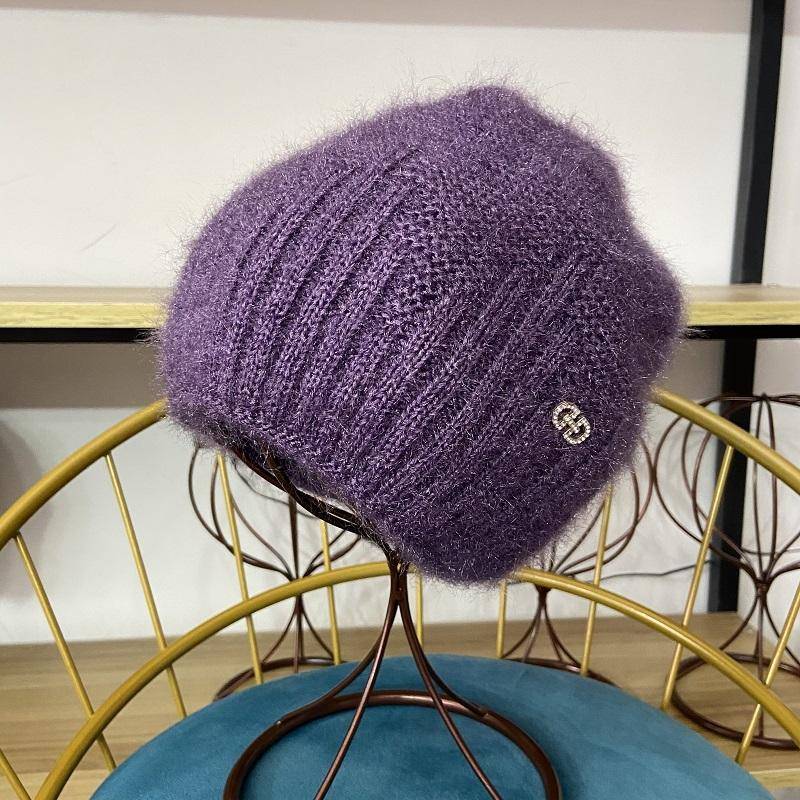 Winter Hüte für Frauen Warme Dicke Mützen Mädchen Outdoor-Kopfbedeckung Gestrickte Schädel Elastische Neue Gestreiften Diamant Weibliche Casual Hüte high elastic violett von Joom DACH