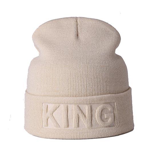 Winter Hut König Königin Mützen Mode Hip Hop Paare Kappe Casual Solide Hut Männer Frau Warme Gestrickte Beanie Ski Skullies motorhaube KING beige von Joom DACH