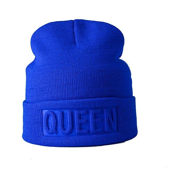 Winter Hut König Königin Mützen Mode Hip Hop Paare Kappe Casual Solide Hut Männer Frau Warme Gestrickte Beanie Ski Skullies motorhaube QUEEN königsblau von Joom DACH