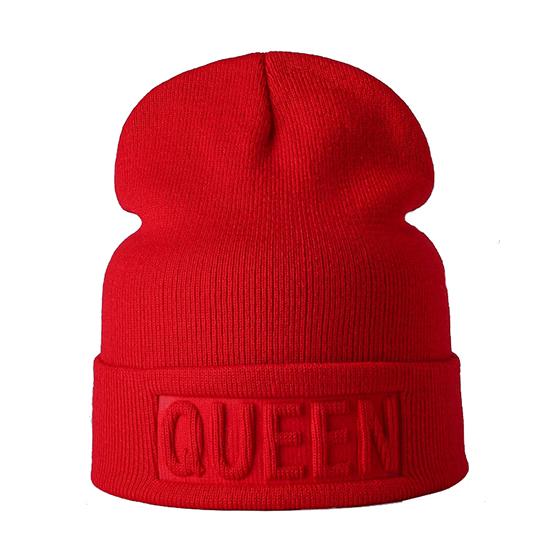 Winter Hut König Königin Mützen Mode Hip Hop Paare Kappe Casual Solide Hut Männer Frau Warme Gestrickte Beanie Ski Skullies motorhaube QUEEN rot von Joom DACH