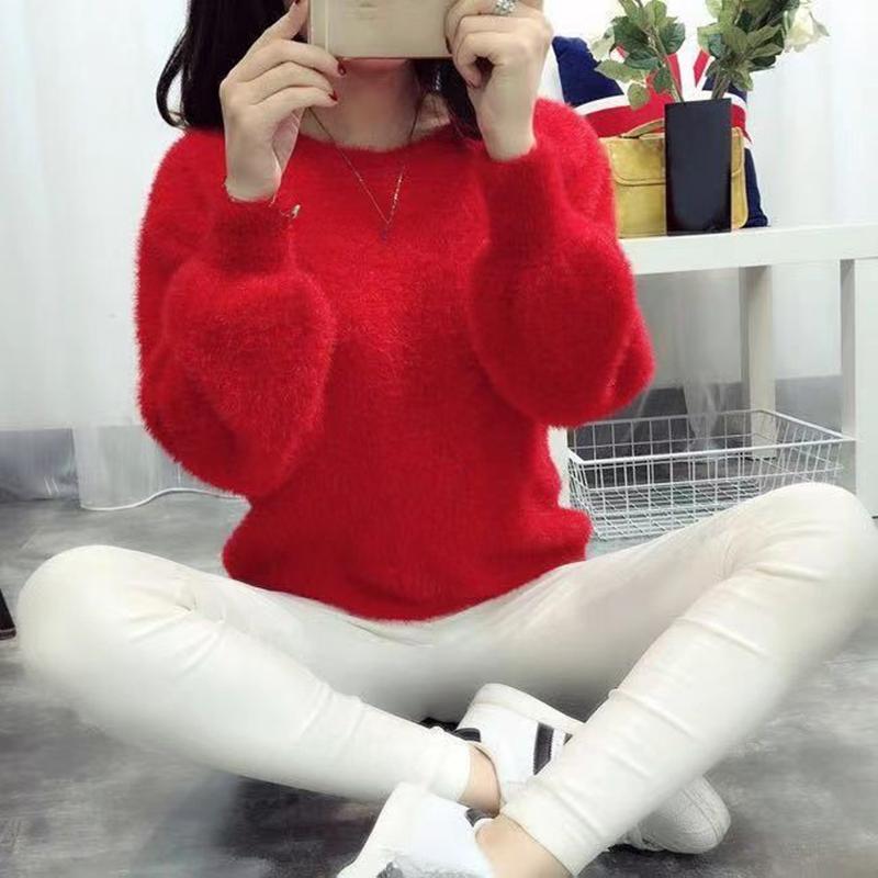 Winter Imitieren Nerz Wolle Fleecing Weibliche Oansatz Lange Puff Sleeve Elastische Beiläufige Pullover Frauen Gestrickte Tops Pullover Solide one size rot Winter Imitieren Nerz Wolle Fleecing Weibliche Oansatz Lange Puff Sleeve Elastische Beiläufige Pullover Frauen Gestrickte Tops Pullover Solide one size rot von Joom DACH