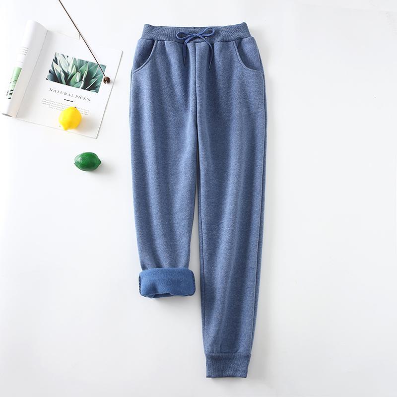 Winter Jogginghose Frauen Schwarz Casual Jogger Halten Warme Hosen Verdicken Samt Hosen Streetwear Frauen XXL blau von Joom DACH