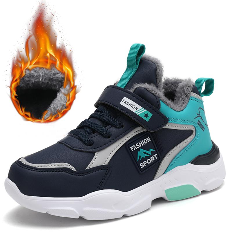 Winter Jungen Baumwollschuhe Kinder Plus samt warme Schneestiefel rutschfeste Baumwollschuhe 28-40 31 dunkelblaue von Joom DACH