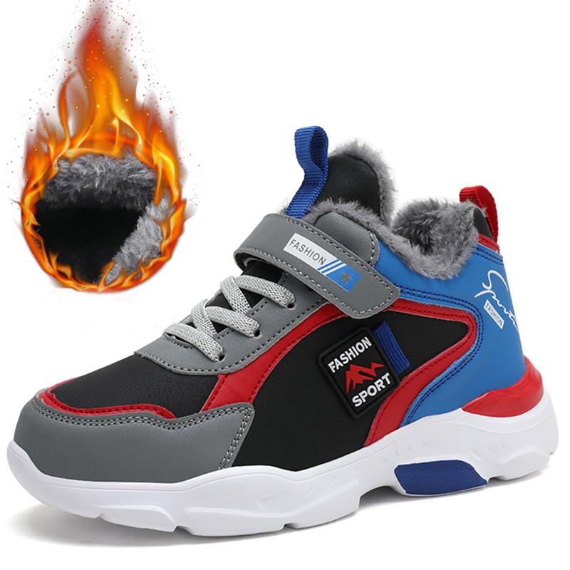 Winter Jungen Baumwollschuhe Kinder Plus samt warme Schneestiefel rutschfeste Baumwollschuhe 28-40 33 schwarz/rot von Joom DACH