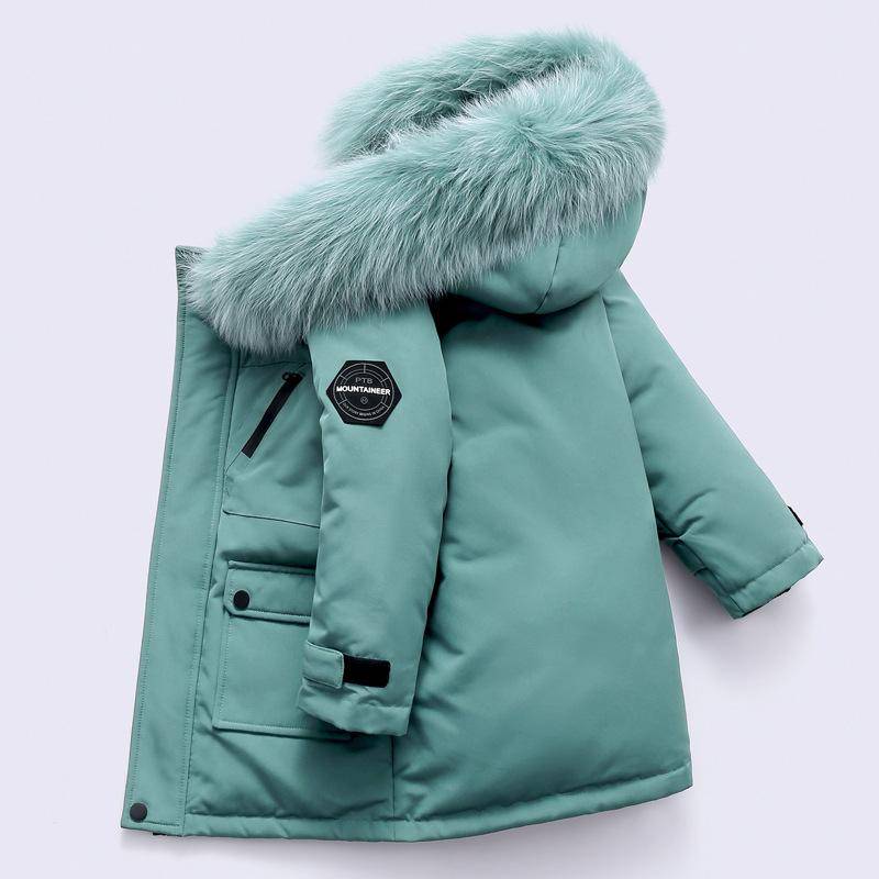 Winter Jungen Weiße Daunenjacke Mantel Baby Pelzkragen Mit Kapuze Baumwolle Verdicken Warme Einfarbige Jacke Für Kinder Oberbekleidung Kinderkleidung 130cm grün von Joom DACH