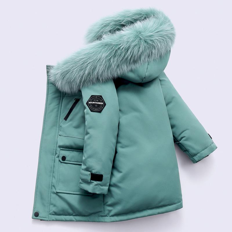 Winter Jungen Weiße Daunenjacke Mantel Baby Pelzkragen Mit Kapuze Baumwolle Verdicken Warme Einfarbige Jacke Für Kinder Oberbekleidung Kinderkleidung 150cm grün von Joom DACH
