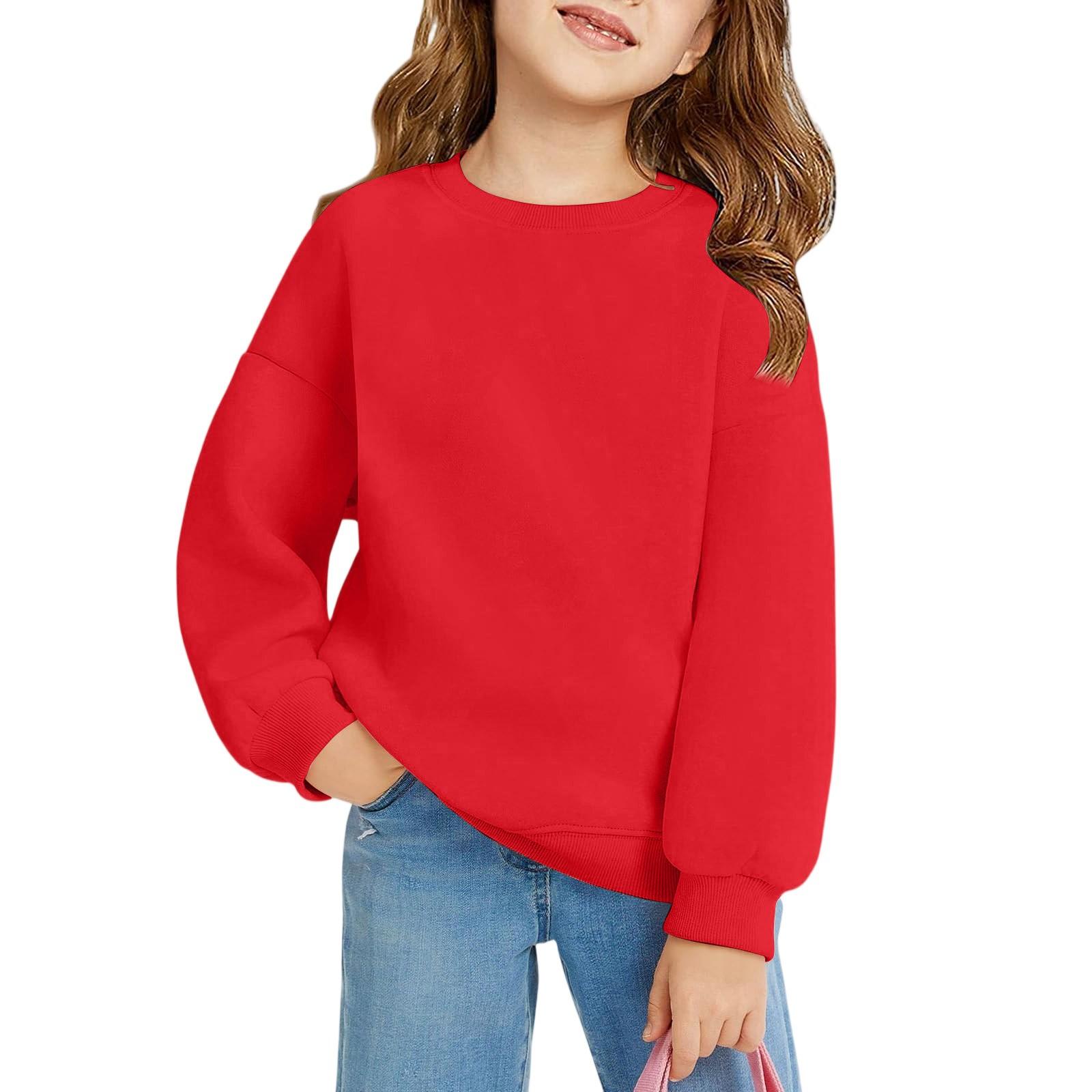 Winter Jungen und Mädchen Rundhals-Pullover für Kinder Langarm-T-Shirt Einfarbig Baby-Oberteile 140 rot von Joom DACH