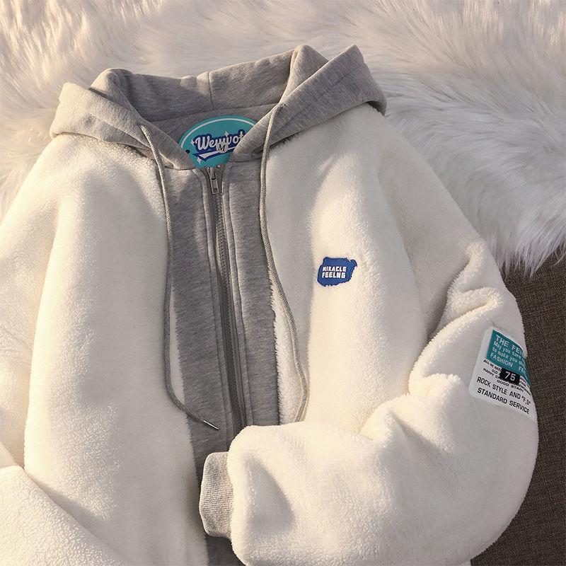Winter-Kapuzenpullover für Damen, gepolsterte Jacke, Paar-Pullover, Top, modischer dicker Mantel XXL weiß von Joom DACH